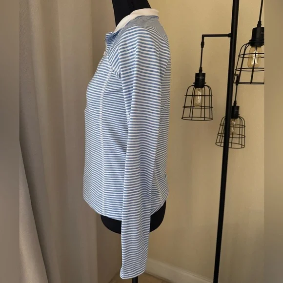 Vineyard Vines Striped Blue White Quarter Zip Pullover Women’s XXS Athletic Top - Picture 3 of 5